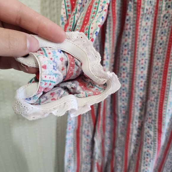 Vintage Grannycore Cottagecore Lace Collar Striped Nightgown Large - Picture 6 of 13